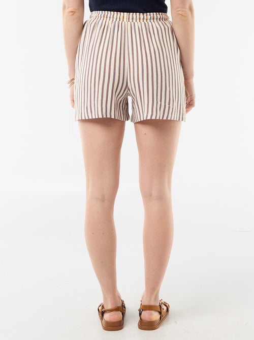 Short léger avec 2 poches en lin mélangé - Kiabi