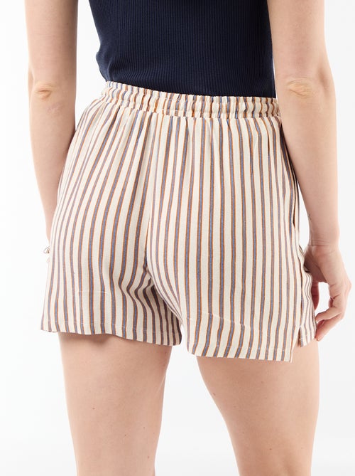 Short léger avec 2 poches en lin mélangé - Kiabi