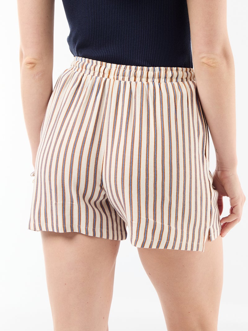 Short léger avec 2 poches en lin mélangé Beige - Kiabi