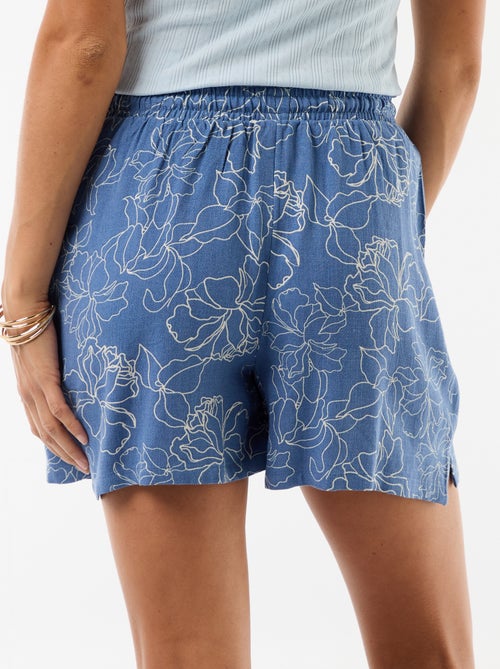 Short léger avec 2 poches en lin mélangé - Kiabi