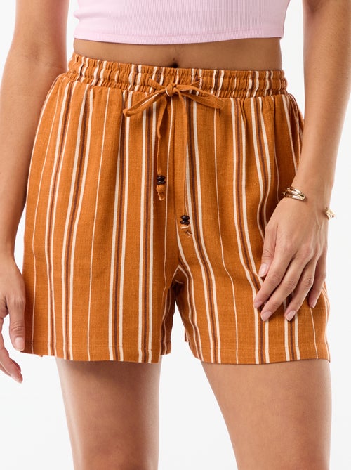 Short léger avec 2 poches en lin mélangé - Kiabi