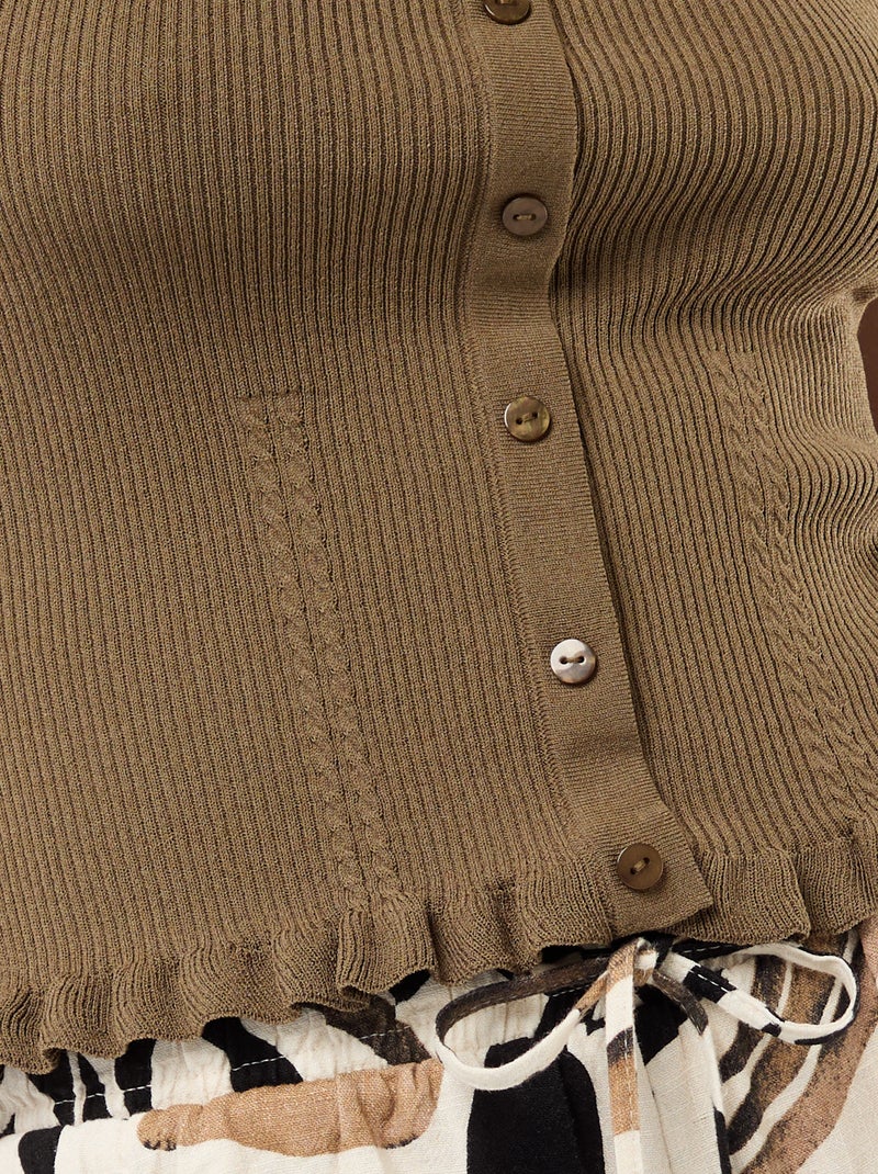 Short léger avec 2 poches en lin mélangé Noir - Kiabi