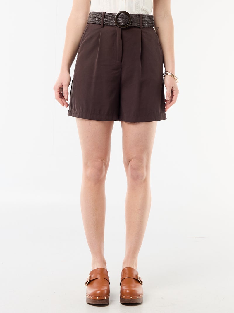 Short léger + ceinture à boucle Marron - Kiabi