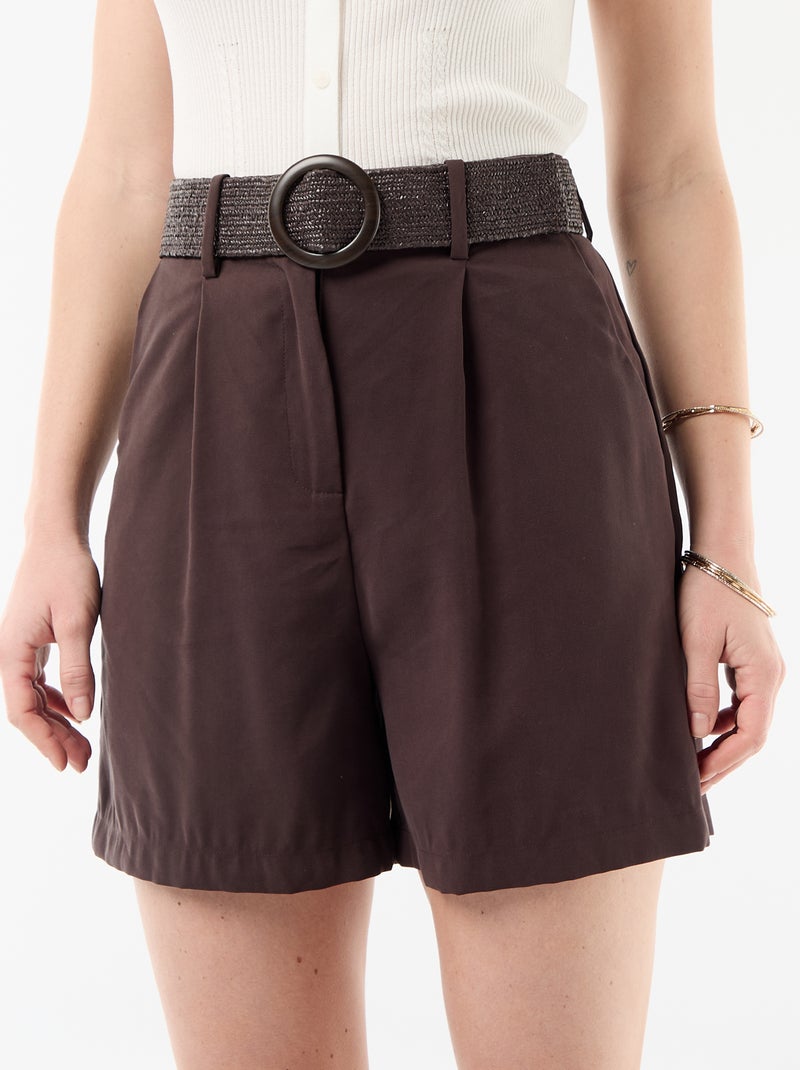 Short léger + ceinture à boucle Marron - Kiabi