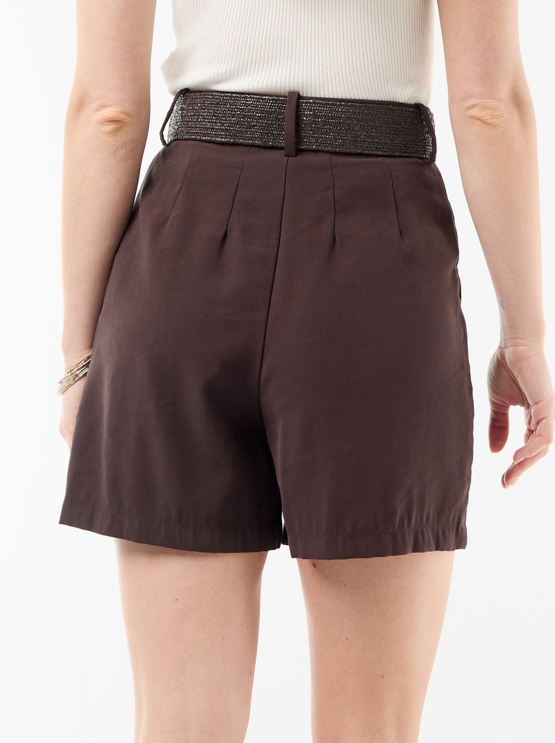 Short léger + ceinture à boucle Marron - Kiabi