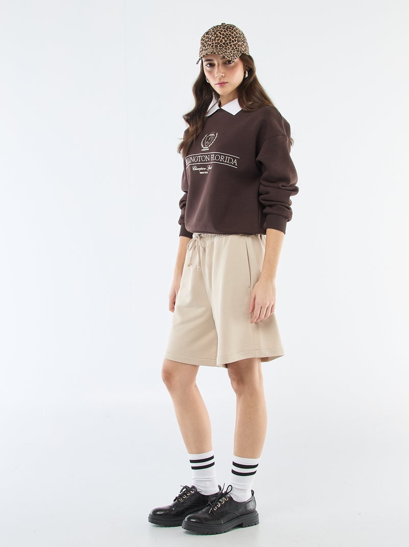 Short long en french terry Beige - Kiabi