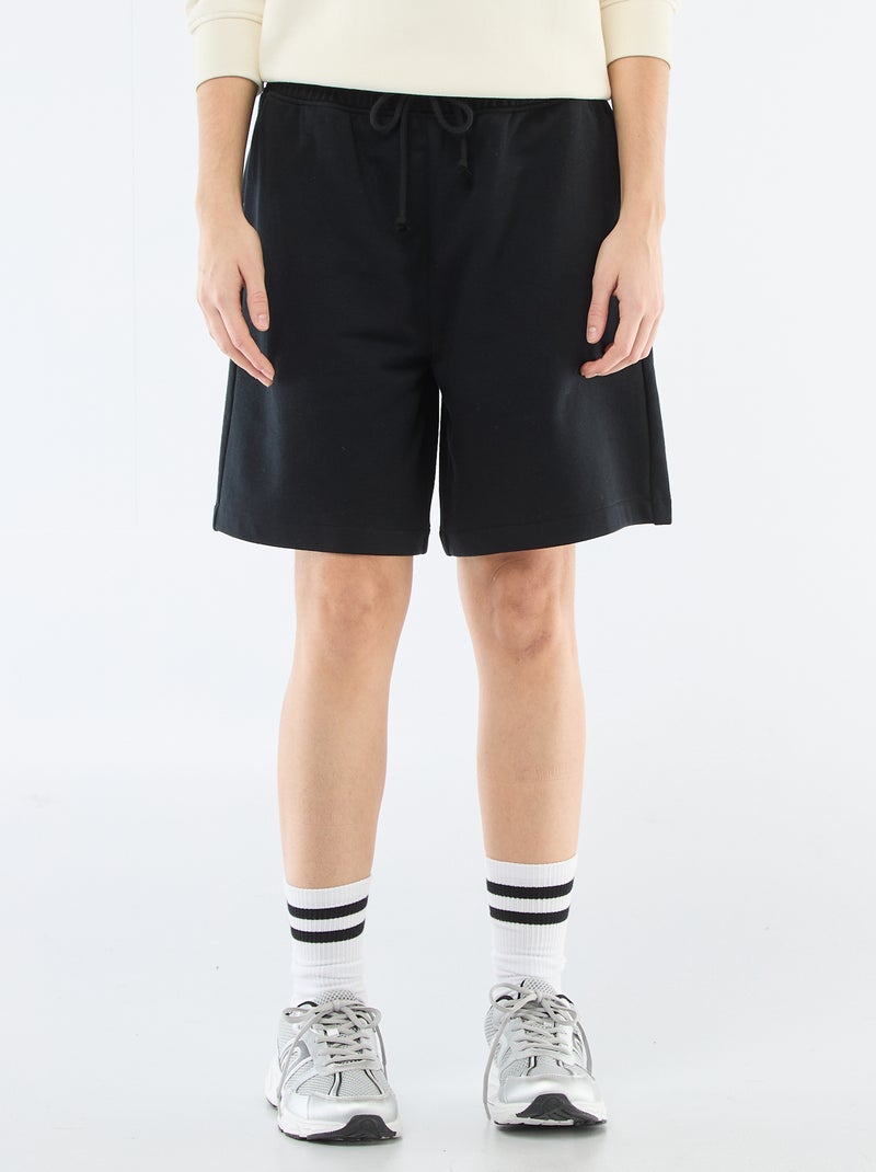 Short long en french terry Noir - Kiabi