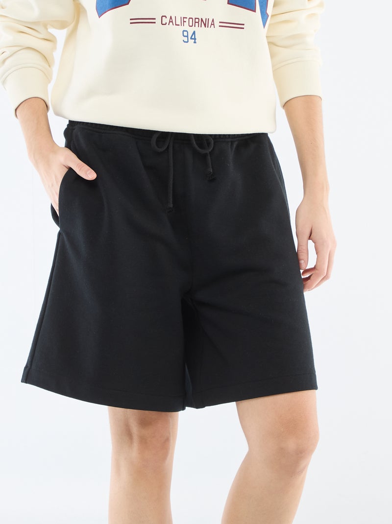 Short long en french terry Noir - Kiabi