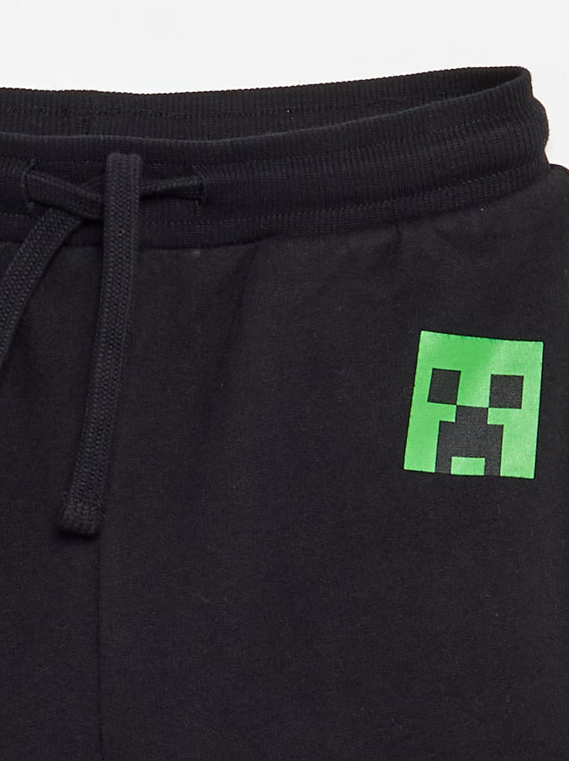 Short 'Minecraft' aus ungebürstetem Molton Schwarz - Kiabi