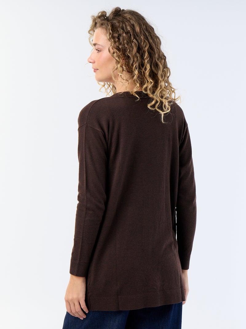 Short Open Fine-Gauge Knit Cardigan Brown - Kiabi