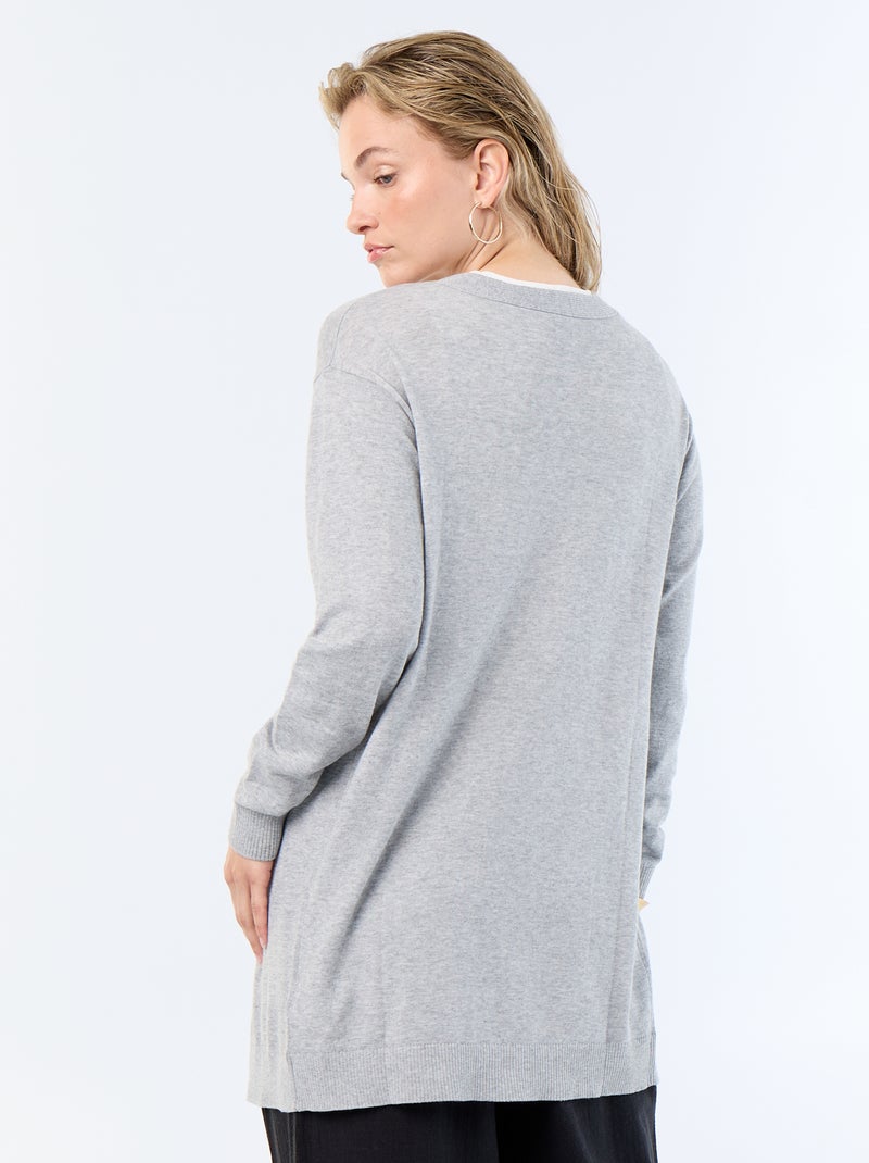 Short Open Fine-Gauge Knit Cardigan Grey - Kiabi