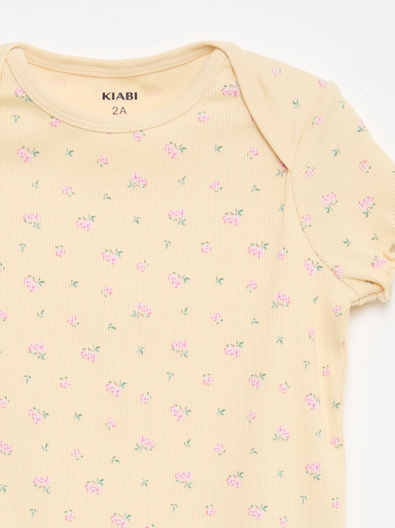 Short Pajama Set - T-shirt + Shorts - 2 Piece Beige - Kiabi