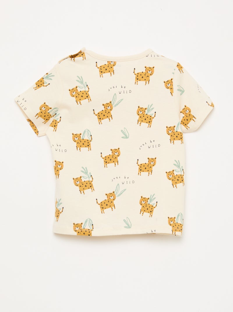 Short Pajama Set T-Shirt + Shorts - 2 Piece Beige - Kiabi