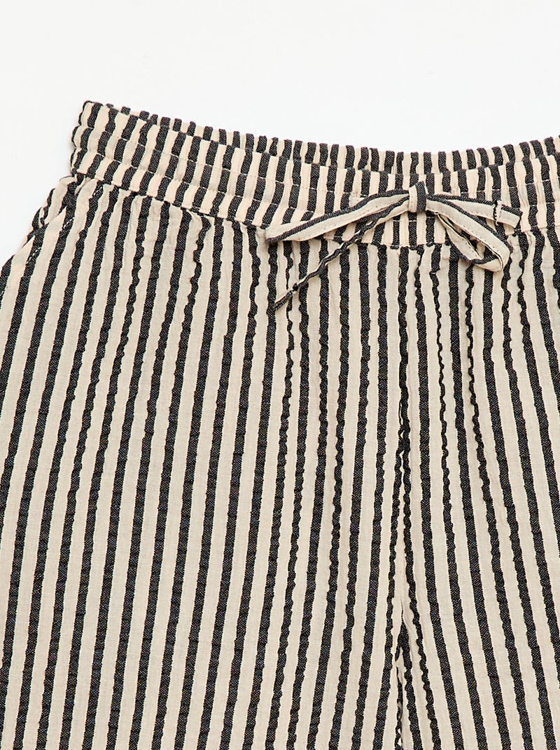 Short rayé avec cordons de serrage Beige - Kiabi