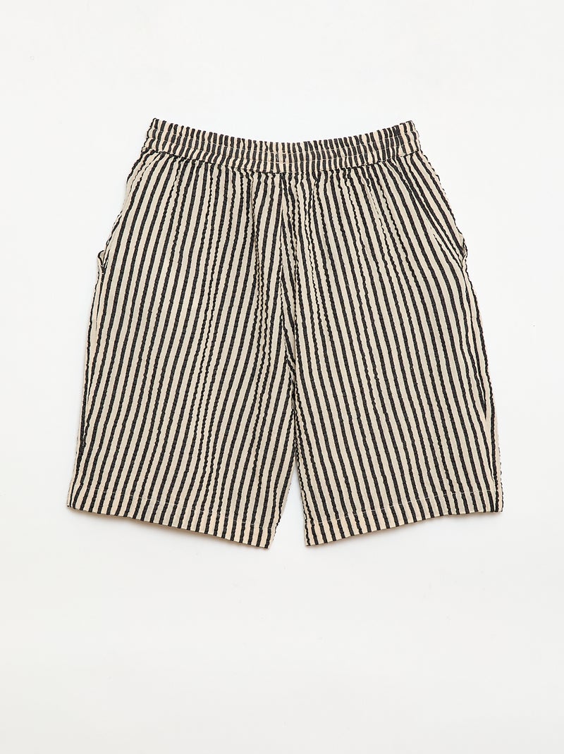 Short rayé avec cordons de serrage Beige - Kiabi