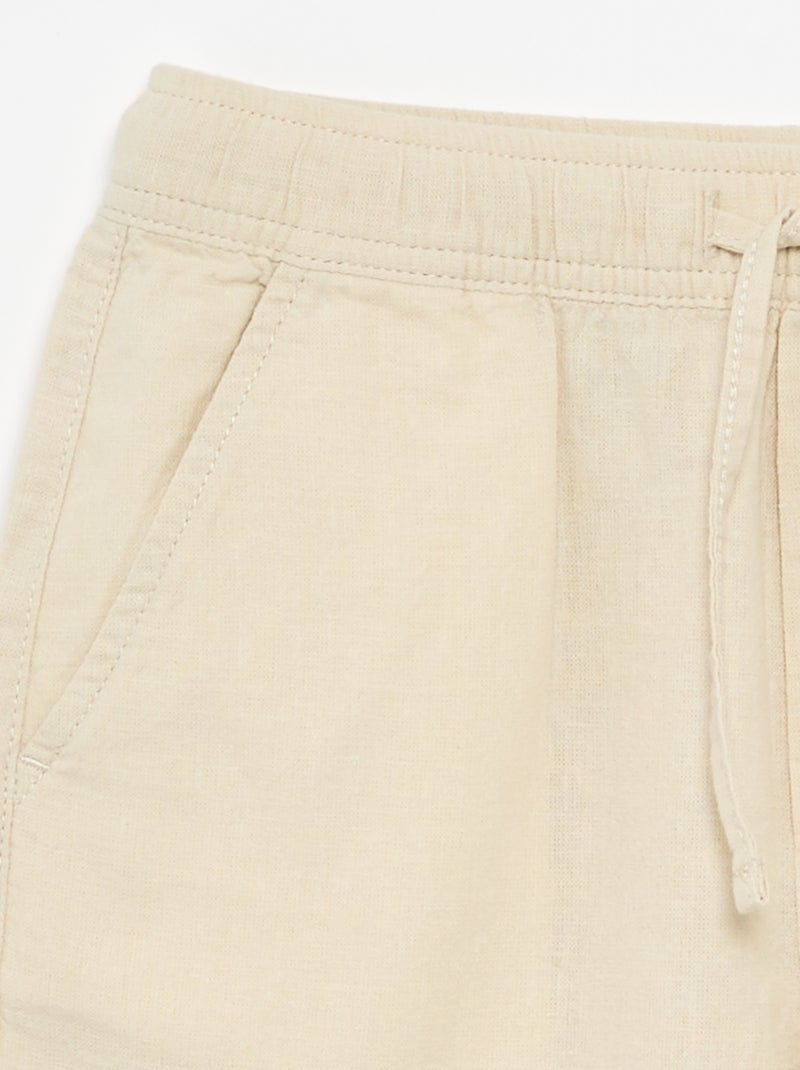 Short rayé léger en lin mélangé Beige - Kiabi