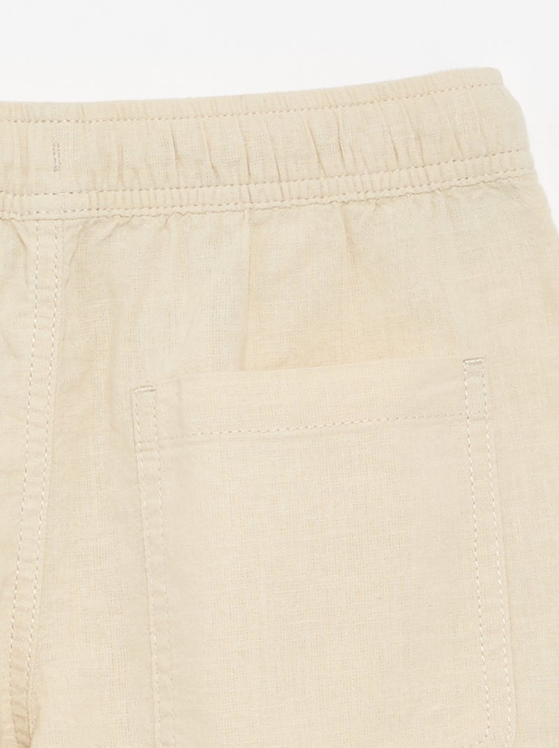 Short rayé léger en lin mélangé Beige - Kiabi