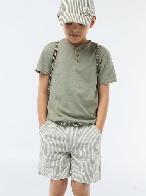 Short rayé léger en lin mélangé - Kiabi