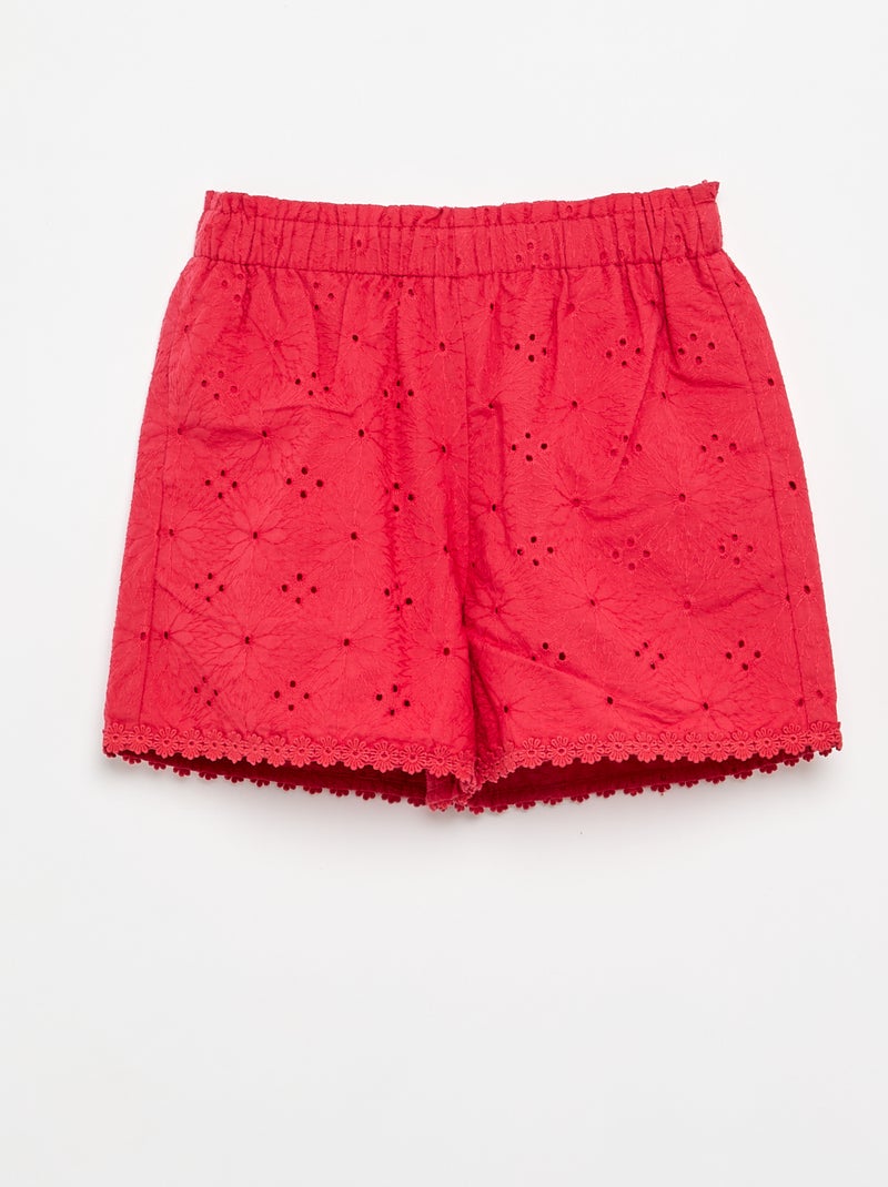 Short rouge avec broderies anglaises Rouge - Kiabi