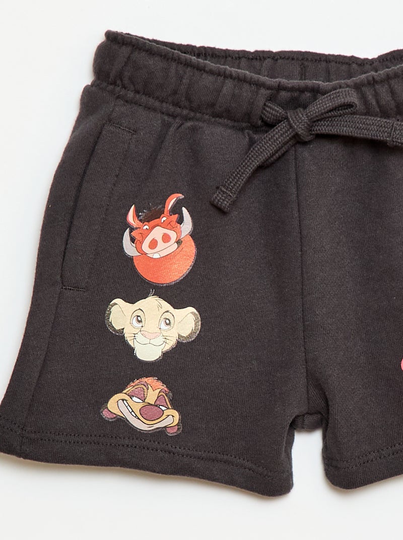 Short \'Simba\' \'Disney\' aus ungebürstetem Molton Schwarz - Kiabi