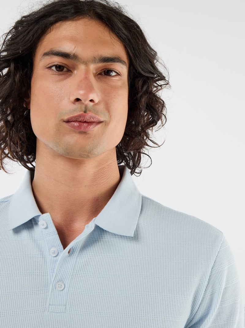 Short-Sleeve Cotton Piqué Polo Shirt Blue - Kiabi