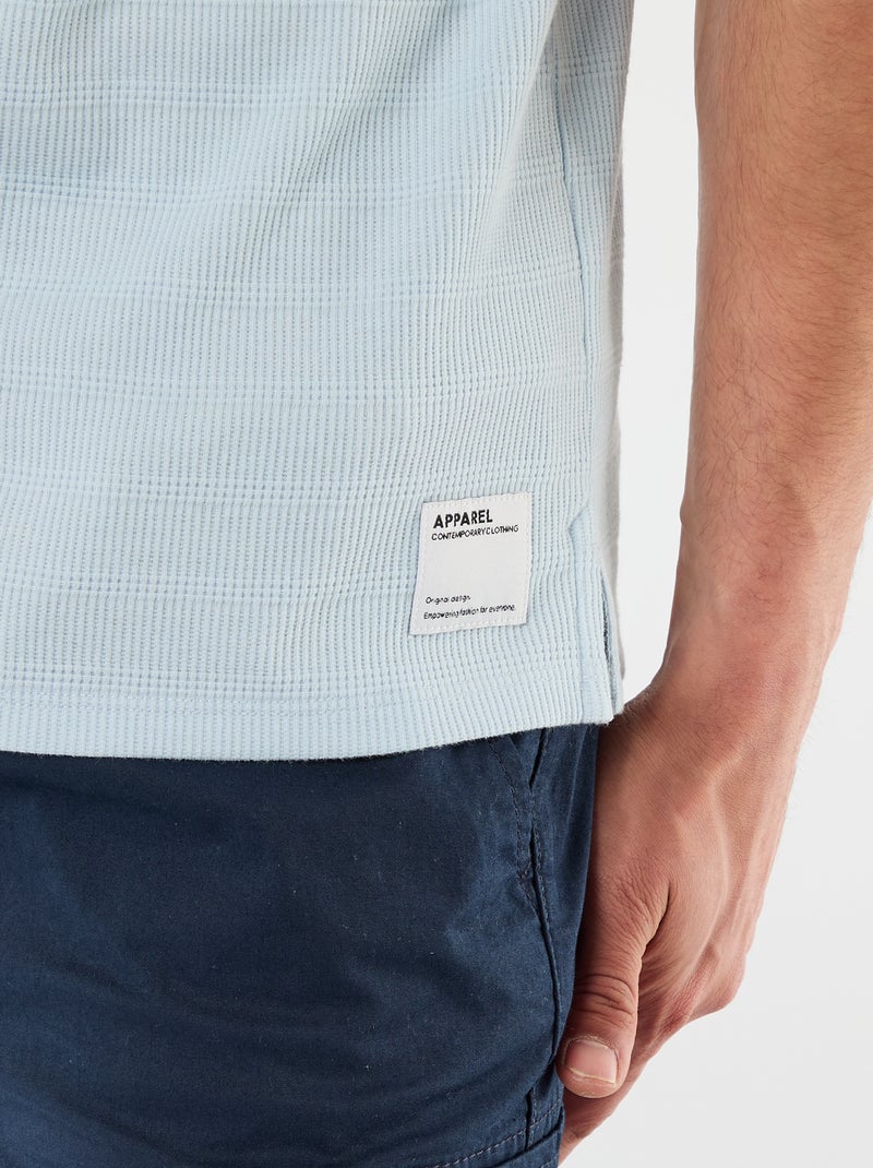 Short-Sleeve Cotton Piqué Polo Shirt Blue - Kiabi