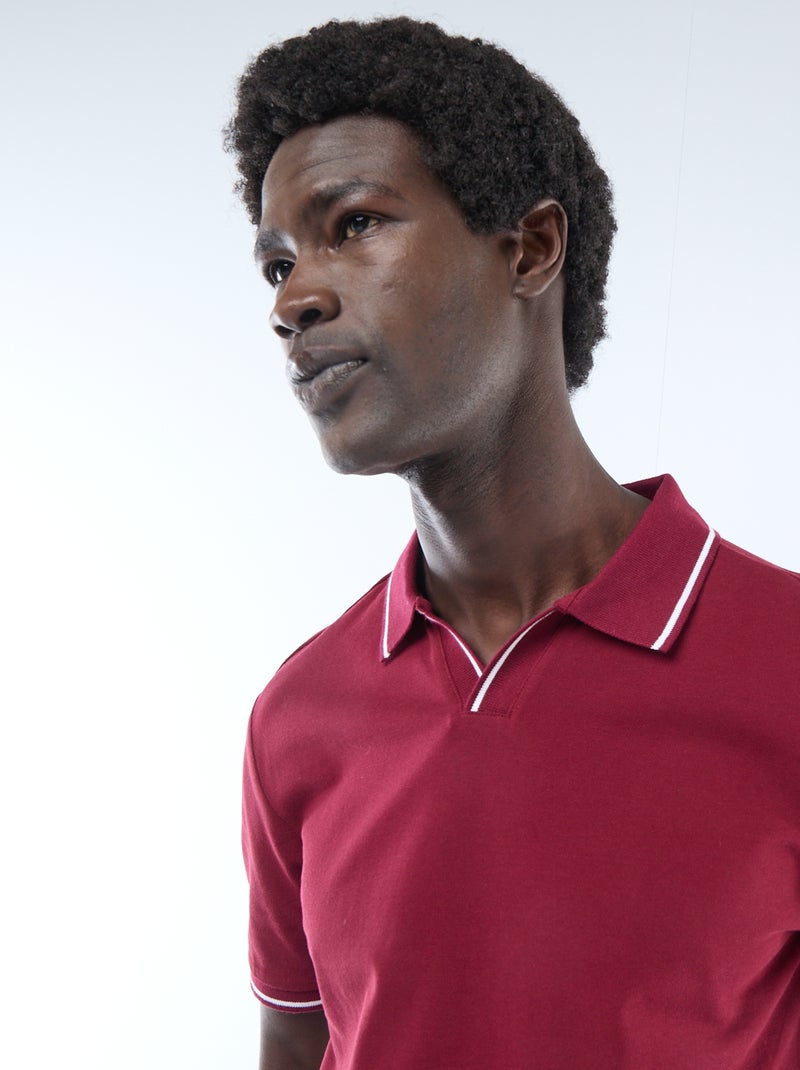 Short-Sleeve Cotton Piqué Polo Shirt Red - Kiabi