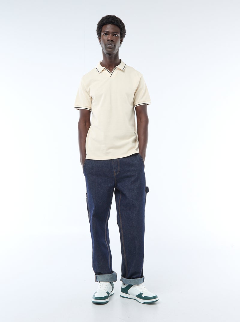 Short-Sleeve Cotton Piqué Polo Shirt White - Kiabi