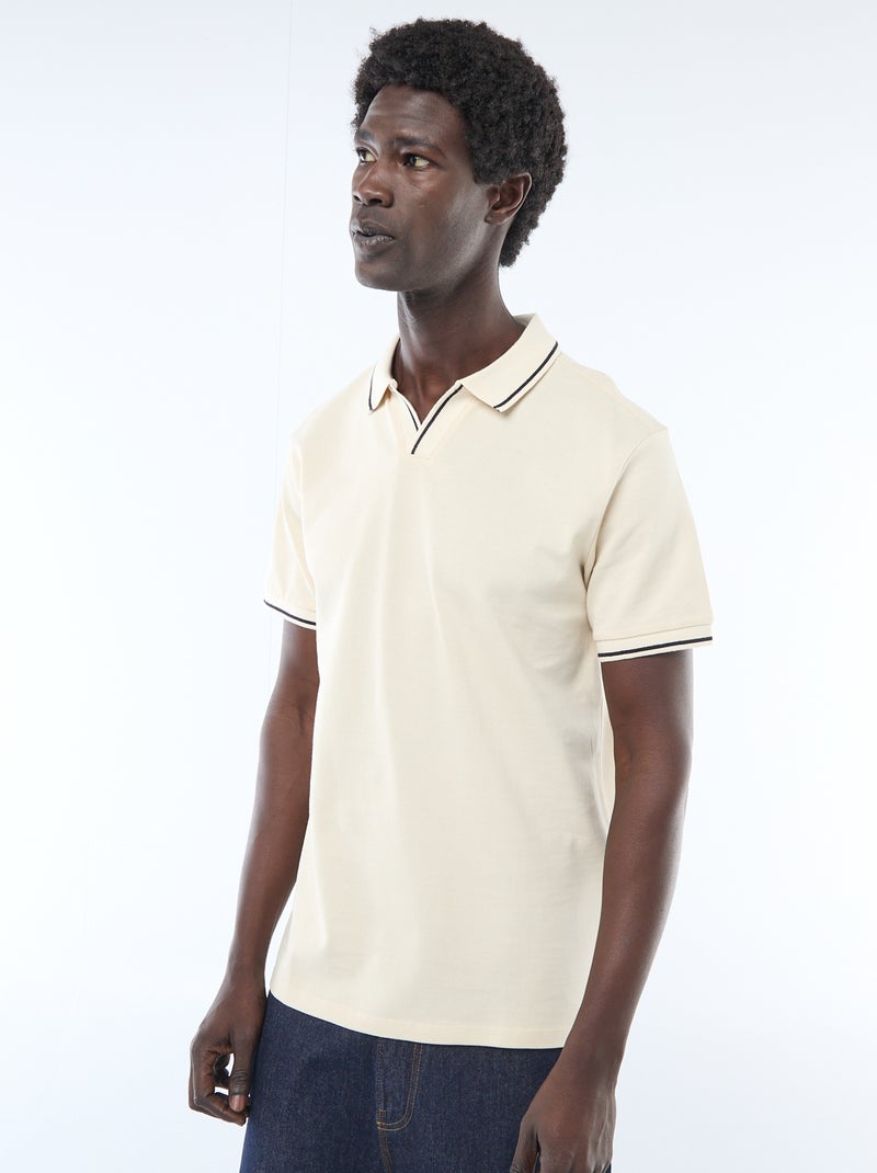 Short-Sleeve Cotton Piqué Polo Shirt White - Kiabi