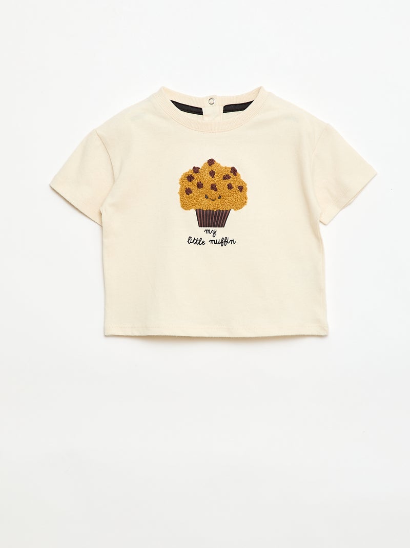 Short-Sleeve Jersey T-Shirt with Printed Chest Pocket White - Kiabi