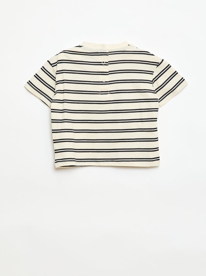 Short-Sleeve Jersey T-Shirt with Printed Chest Pocket Yellow - Kiabi