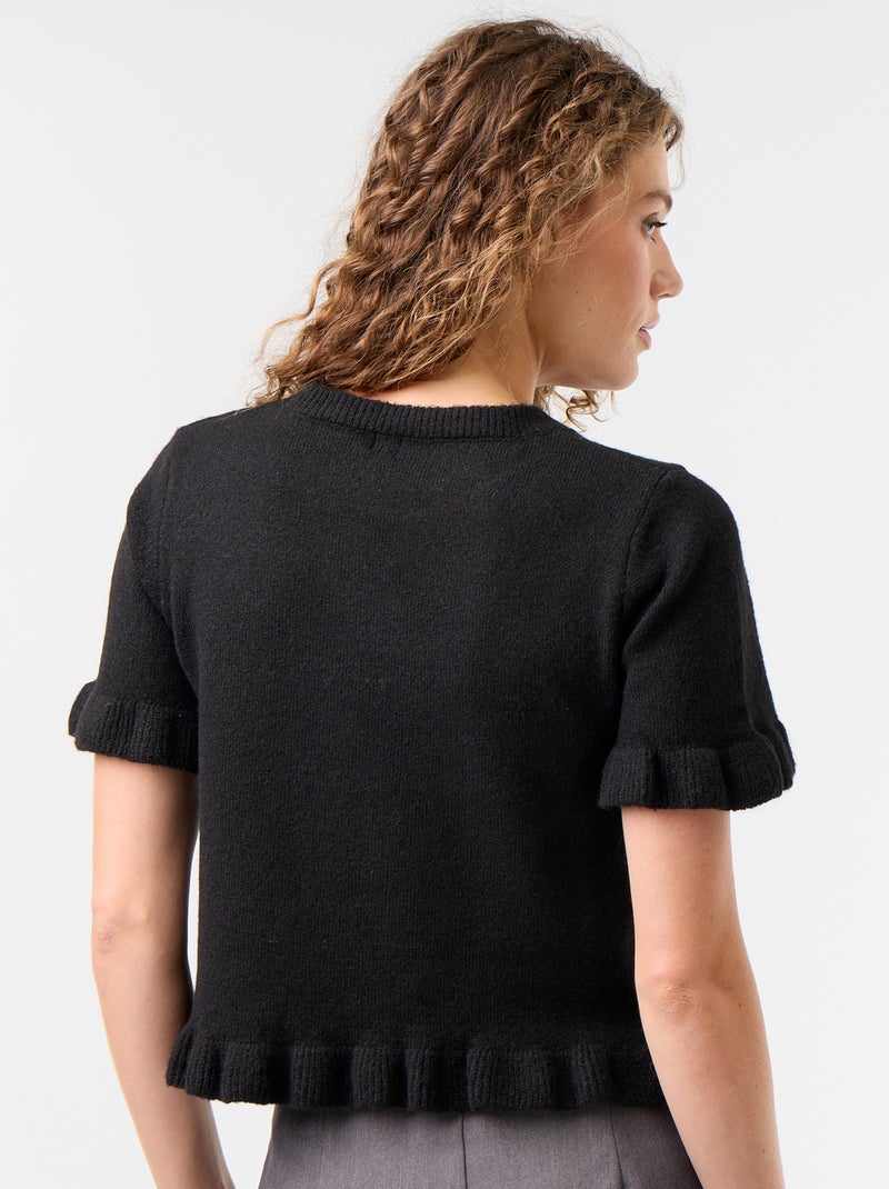 Short-Sleeve Knit Top Black - Kiabi