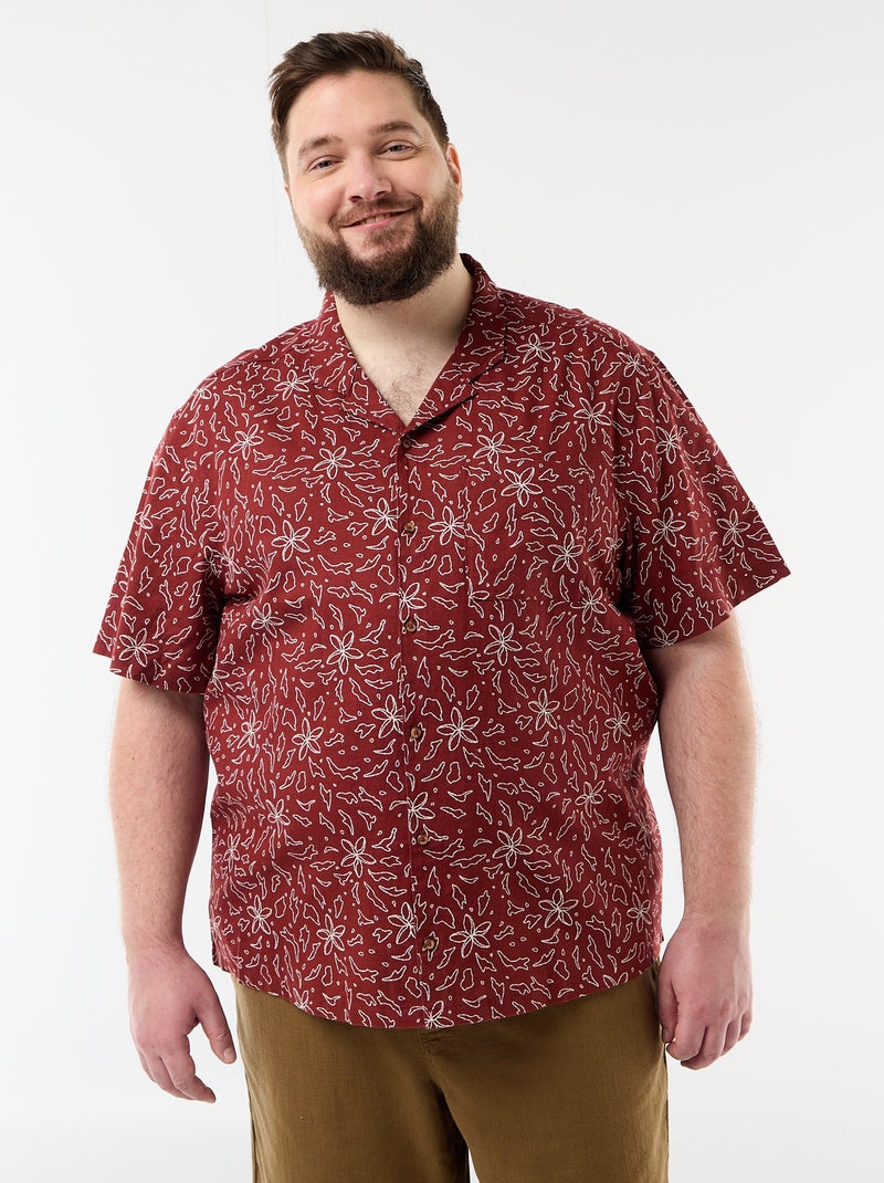Short-Sleeve Patterned Shirt Red - Kiabi