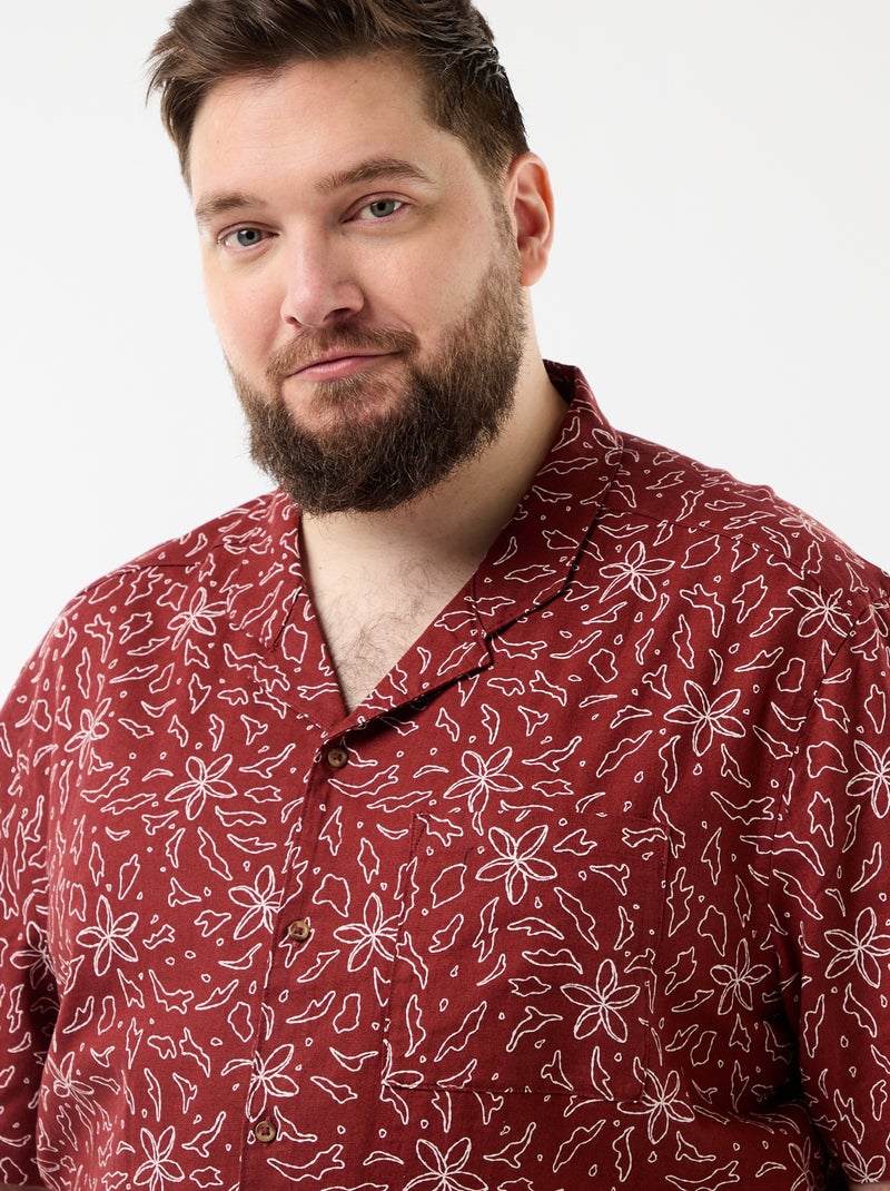 Short-Sleeve Patterned Shirt Red - Kiabi