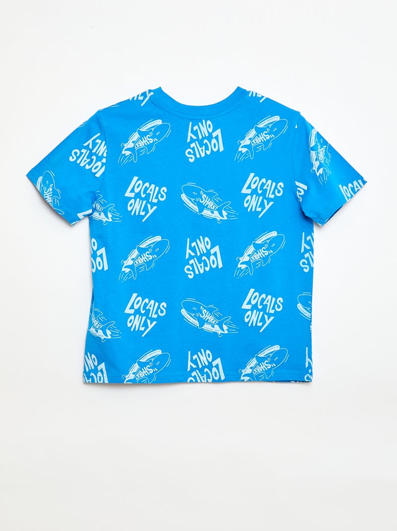 Short-Sleeve Patterned T-shirt Blue - Kiabi