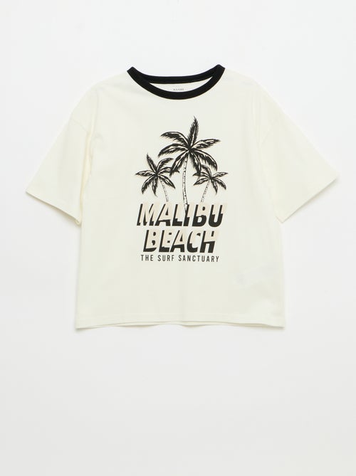 Short-Sleeve Patterned T-Shirt with Contrasting Trim - Kiabi Short-Sleeve Patterned T-Shirt with Contrasting Trim - Kiabi
