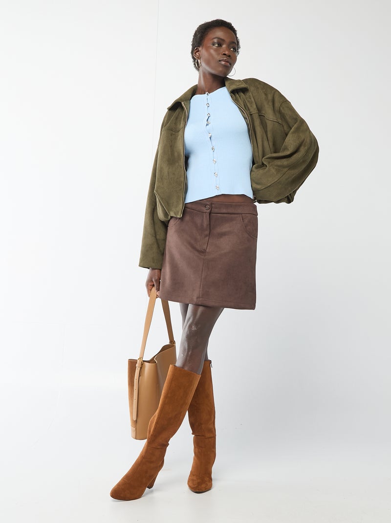Short-Sleeve Sweater with Decorative Buttons Blue - Kiabi