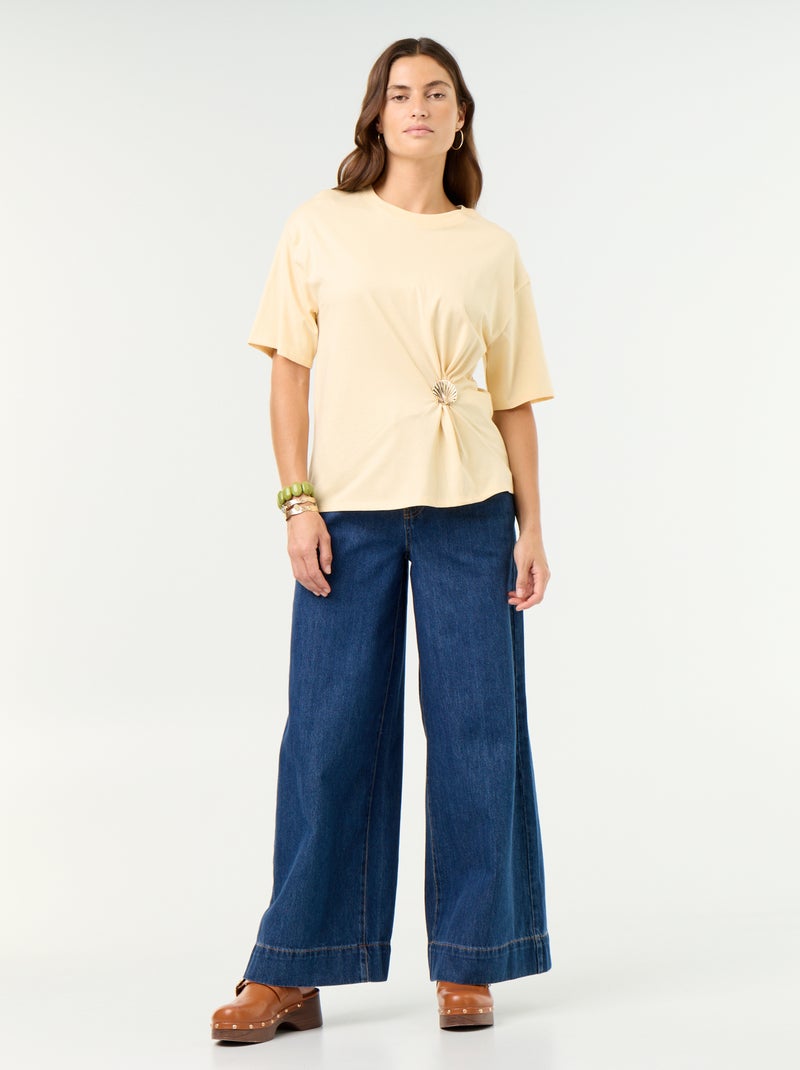 Short-sleeve T-shirt with Shell Charm Beige - Kiabi