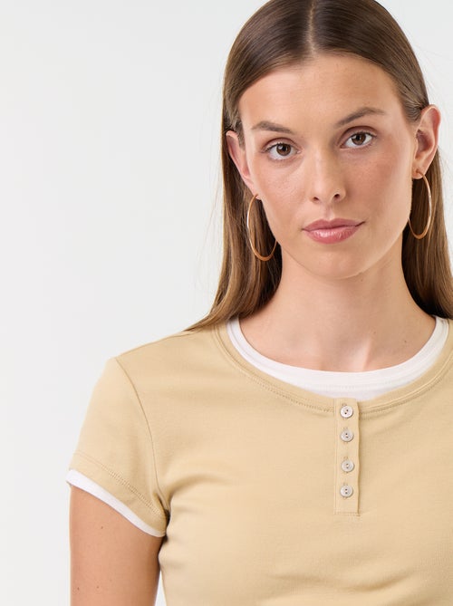 Short-sleeved 2-in-1 effect T-shirt - Kiabi