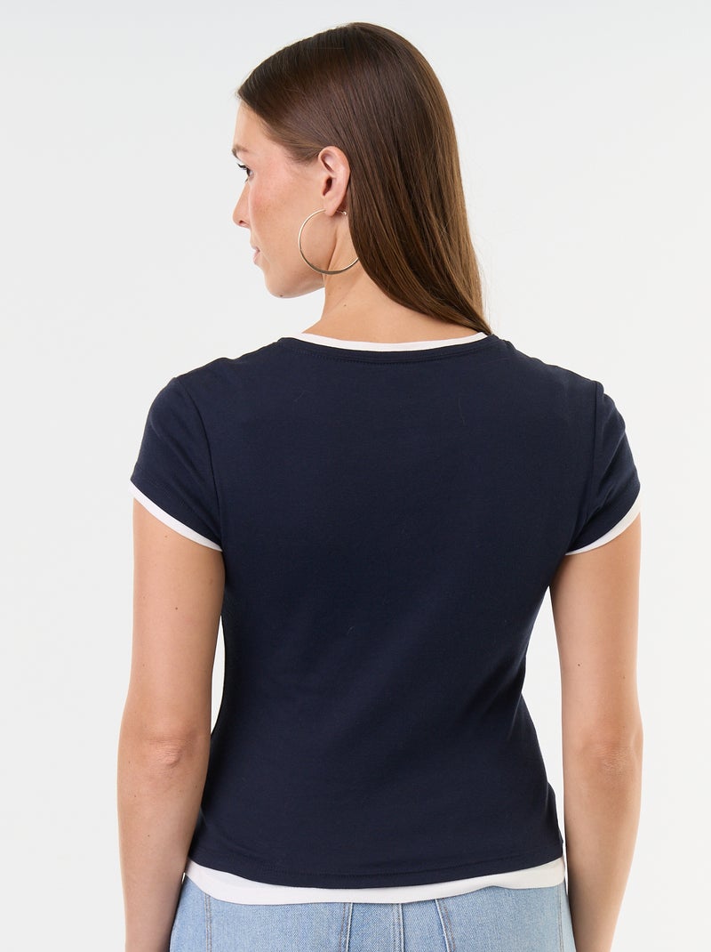 Short-sleeved 2-in-1 effect T-shirt Blue - Kiabi