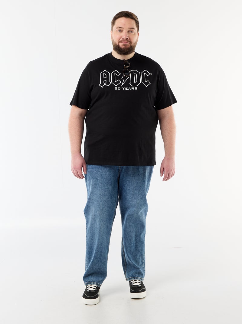 Short-Sleeved \'ACDC\' Double-Sided Print T-Shirt Black - Kiabi