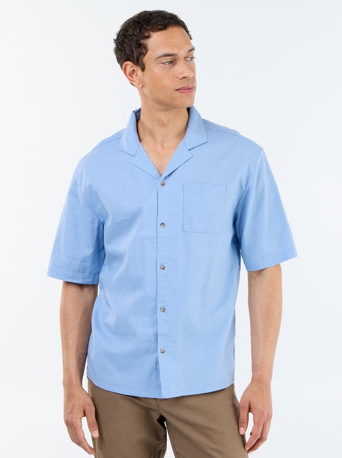 Short-sleeved blended linen shirt with chest pocket - Kiabi Short-sleeved blended linen shirt with chest pocket - Kiabi