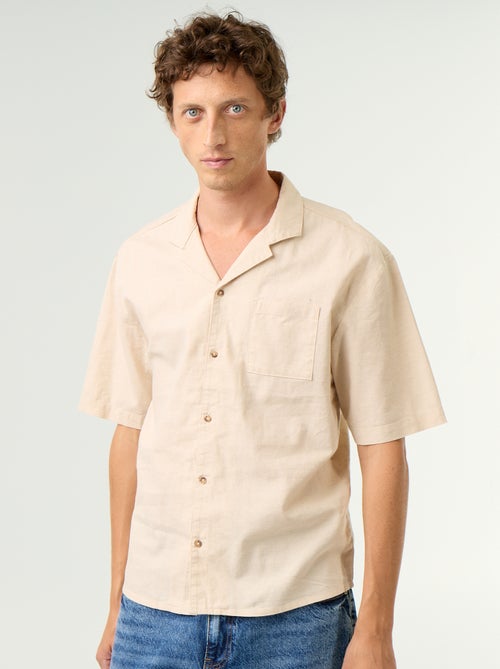 Short-sleeved blended linen shirt with chest pocket - Kiabi Short-sleeved blended linen shirt with chest pocket - Kiabi