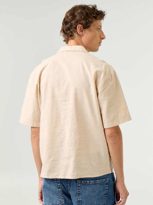 Short-sleeved blended linen shirt with chest pocket - Kiabi Short-sleeved blended linen shirt with chest pocket - Kiabi