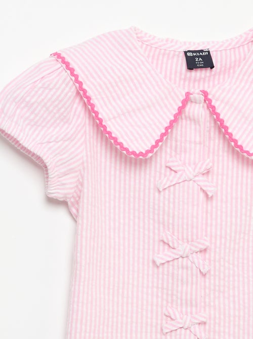 Short-sleeved blouse with bows - Kiabi