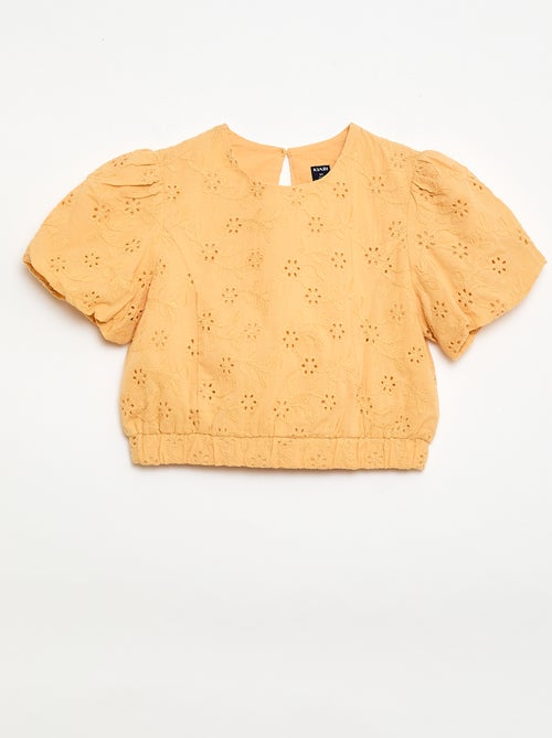 Short-Sleeved Blouse with Floral Embroidery - Kiabi