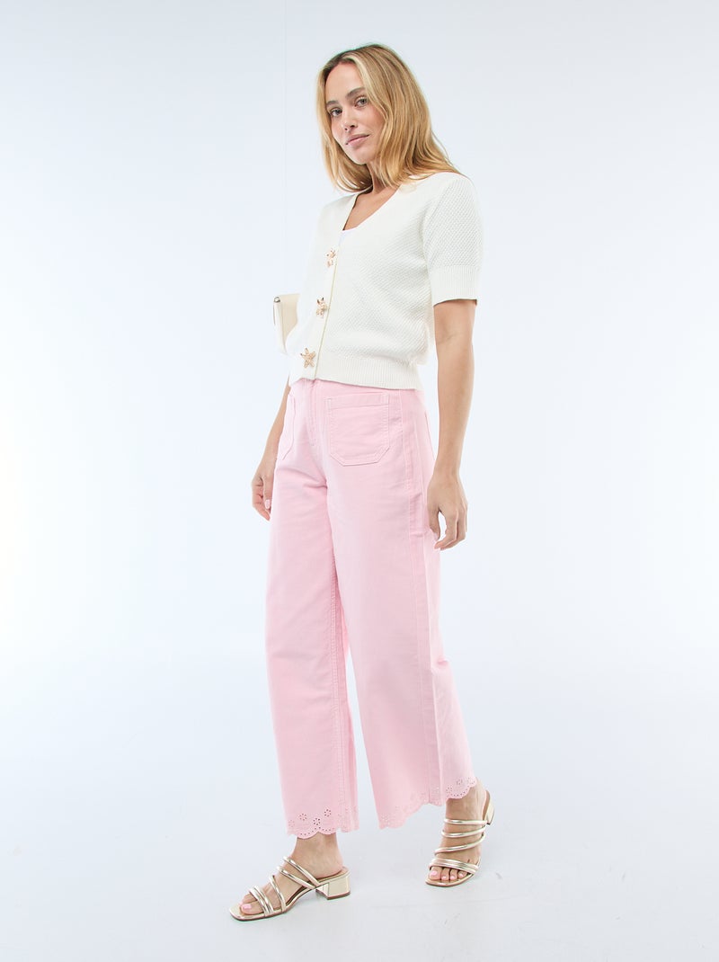 Short-Sleeved Cardigan with Decorative Buttons White - Kiabi