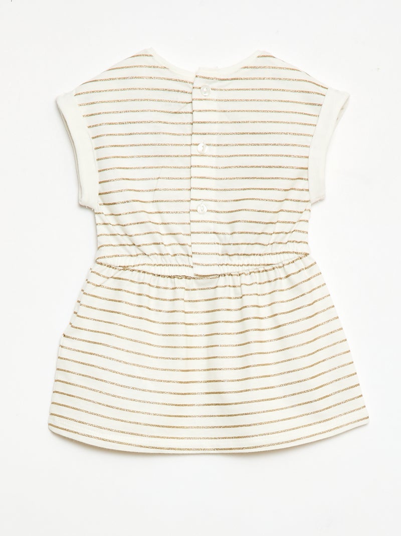 Short-Sleeved Cotton Jersey Dress White - Kiabi