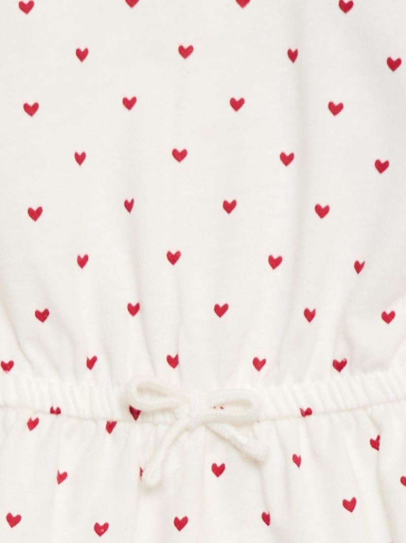Short-Sleeved Cotton Jersey Dress White - Kiabi