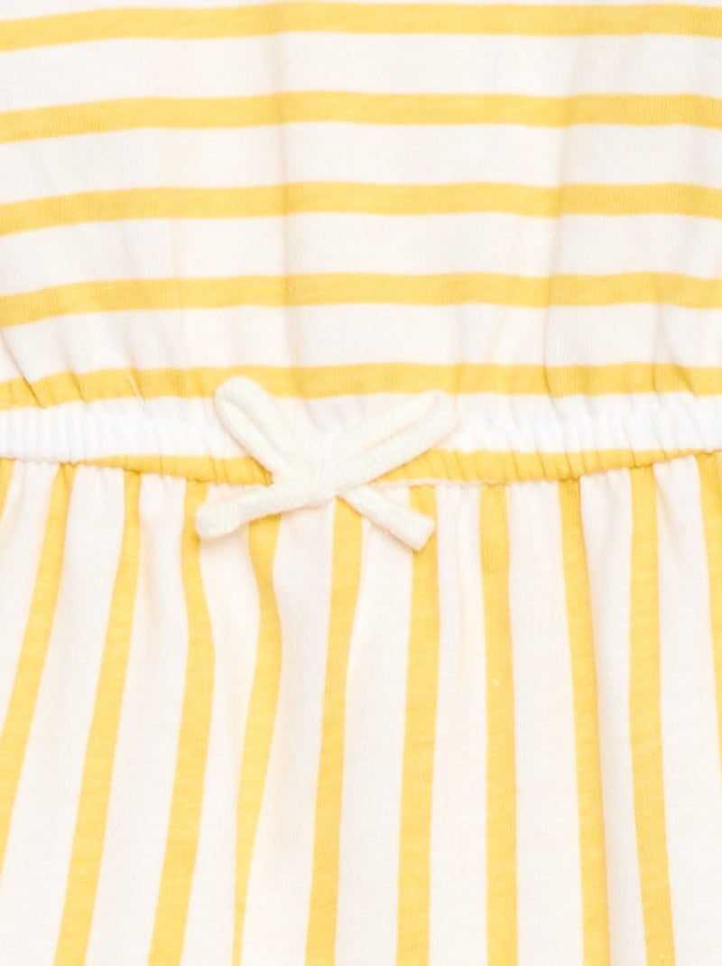 Short-Sleeved Cotton Jersey Dress Yellow - Kiabi